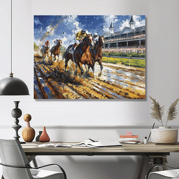 Horse Racing Track To Victory I - Horse Racing Canvas Wall Art